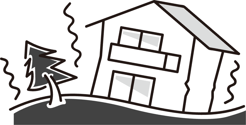 地震で揺れる家