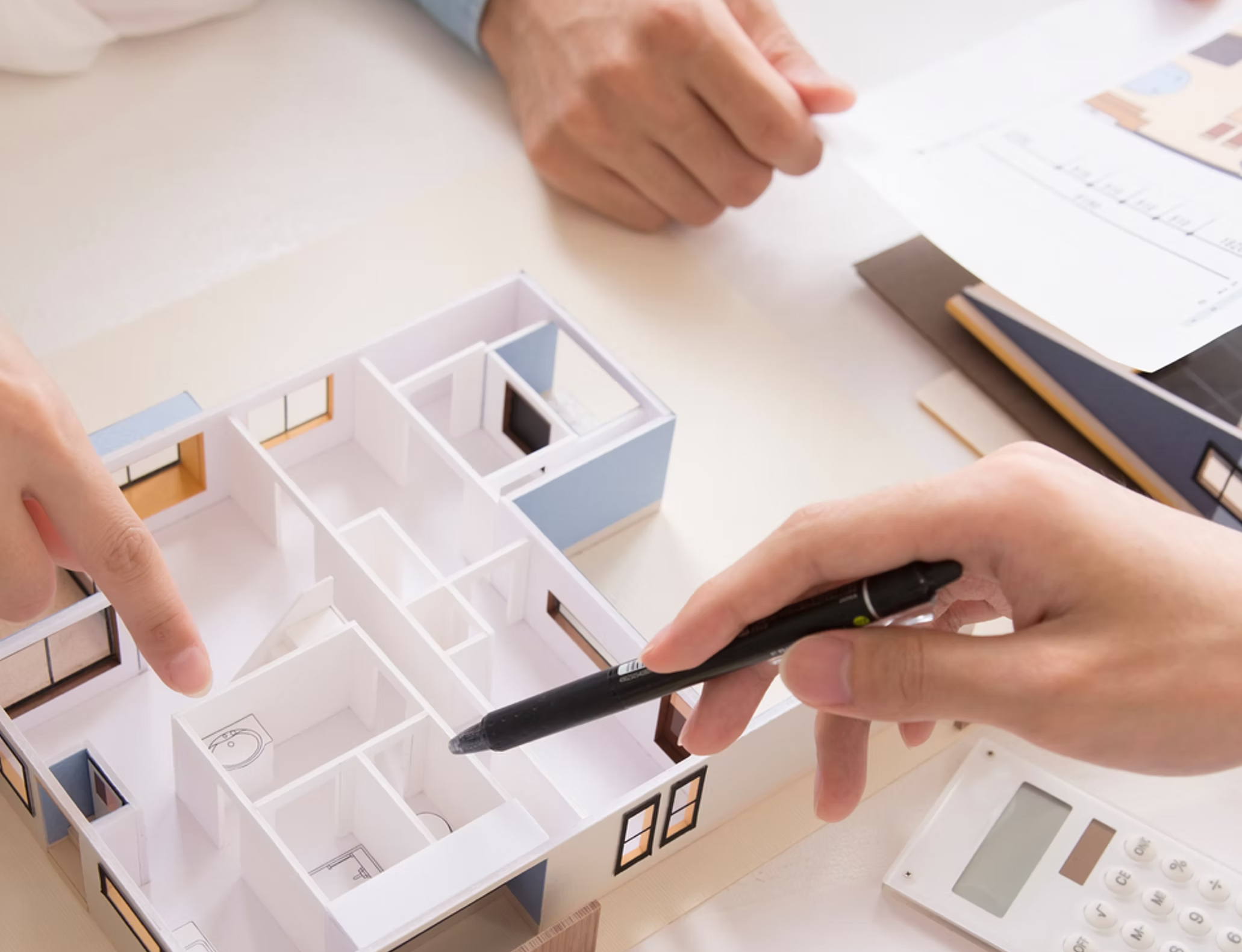 模型を見ながら間取りを検討